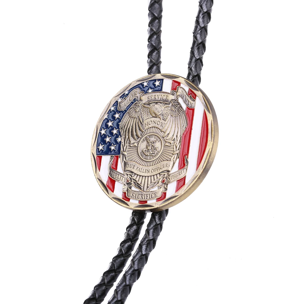 American Flag Archangel Punishes the Wicked Figure Bolo tie