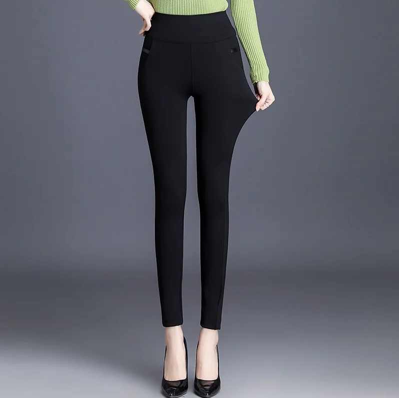 فضفاض عالية الخصر مستقيم الساق السراويل النسائية بناطيل كاجوال التخسيس قلم رصاص قاعدة طبقة السراويل العصرية ركاب Sle السراويل الطويلة