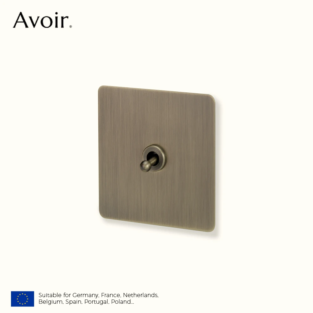 

Avoir Vintage Brass Lever Switch 1-4 Gang 2 Way Toggle Switch Panel Brushed Bronze Electrical Sockets And Switches USB Cat6 Rj45