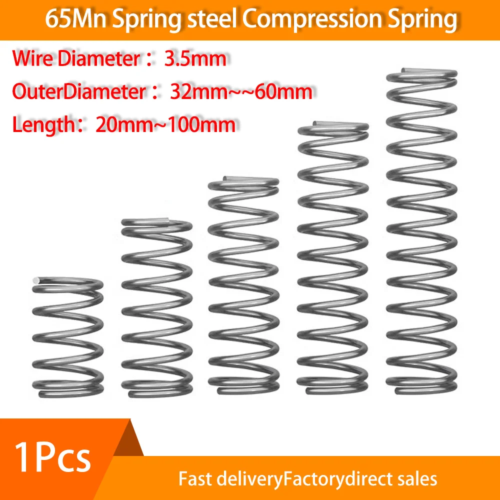 

1Pcs 65Mn Compression Spring Diameter 3.5mm Cylidrical Coil Return Springs Release Pressure Spring diameter 32mm to 60mm