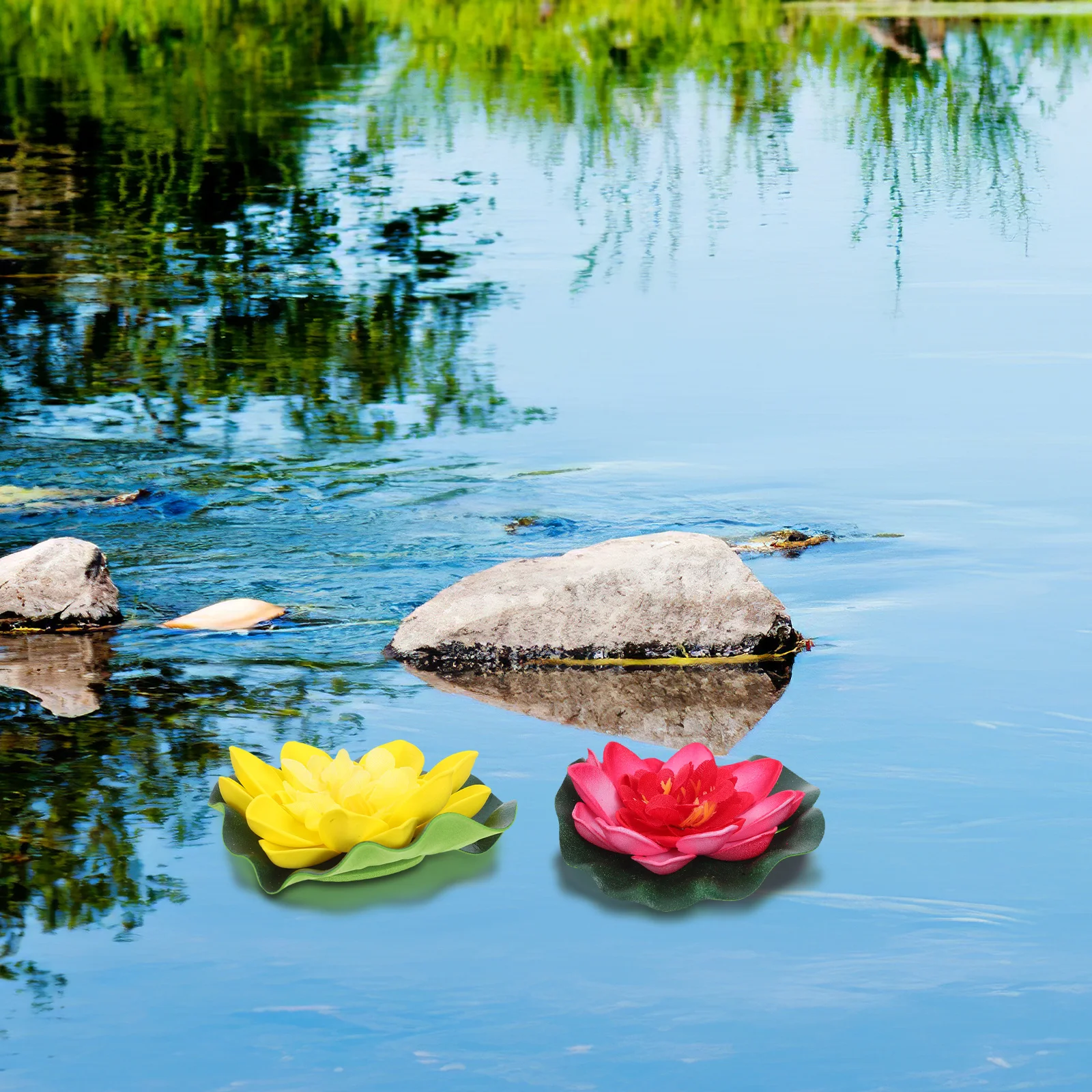 

5Pcs Artificial Lotus Eva Floating Flowers Pond Decoration 10cm Red Yellow Pink Light Pink Practical Home Garden Patio
