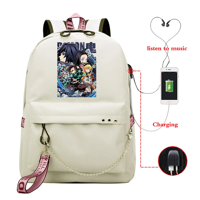 Backpacks Women Outdoor Bags Demon Slayer Anime Sports Camping Canva Bag Vintage Trekking Girls To School Bag Kpop Demon Slayer