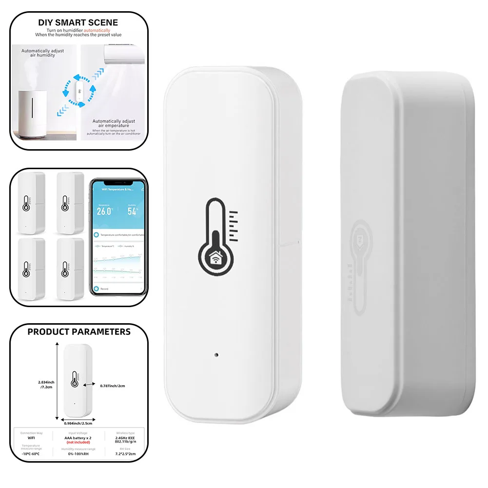 Indoor Monitoring Temperature Humidity Detector Indoor Comfort AAA Battery Powered ABS Material Humidity Alerts