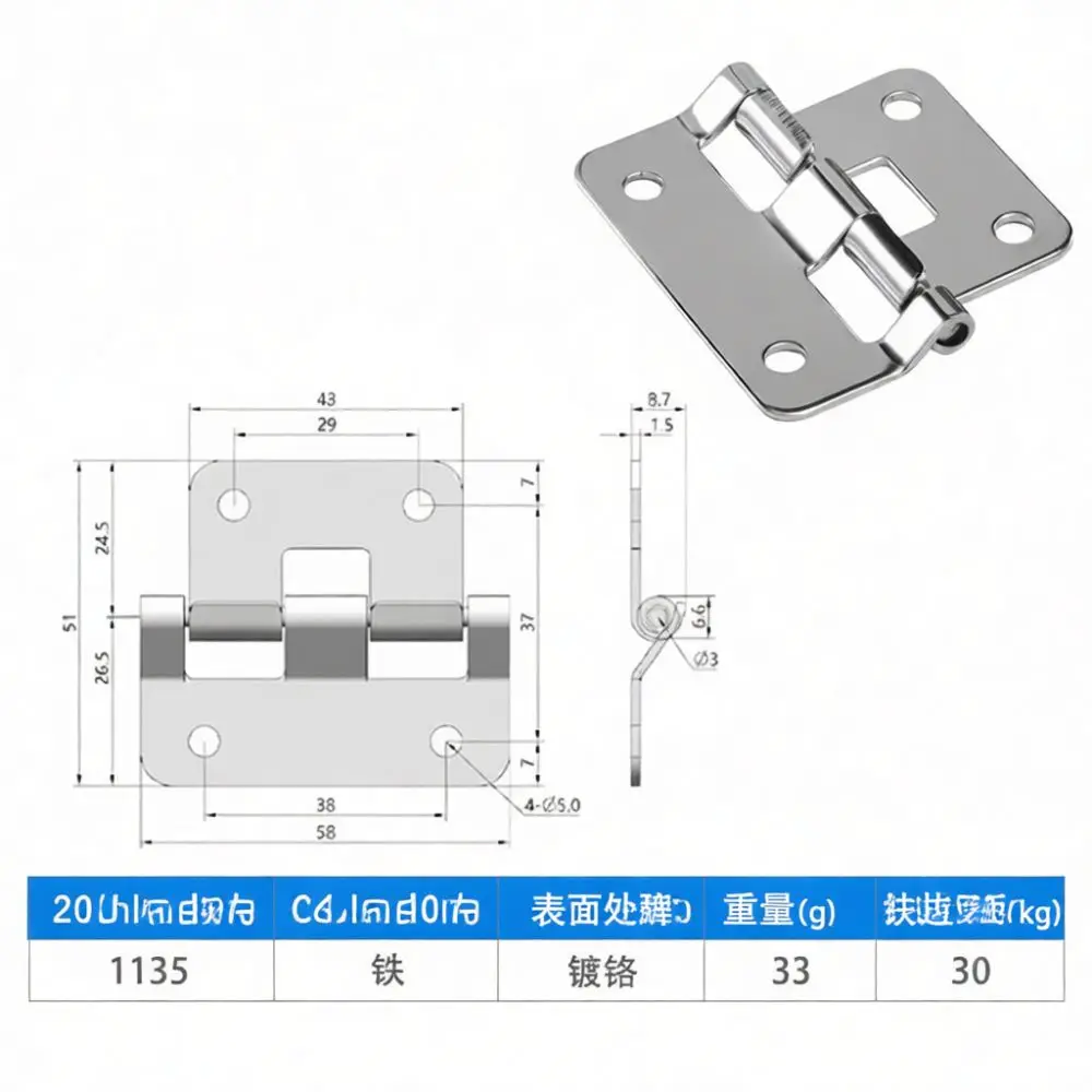 Detachable Positioning Hinge Iron Chrome Plated Support Hardware For Tool Flight Case Industrial Equipment Cabinet Door Hinge