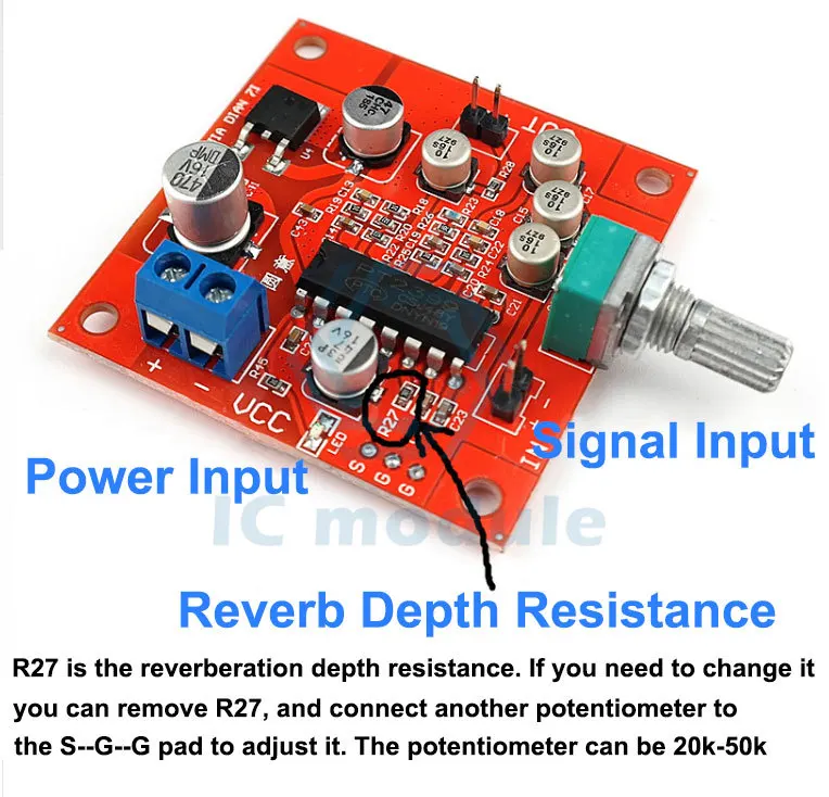 Placa de reverberación de micrófono, módulo de función sin preamplificador, DC5-15V CD2399 PT2399