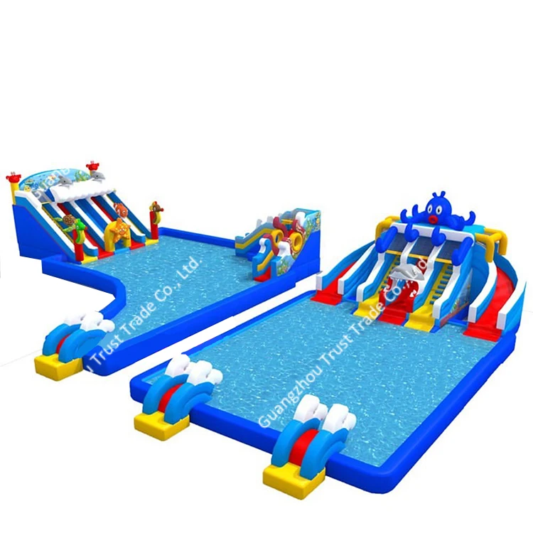 Summer Commercial Castle with Pool and Slide Inflatable Sea Water Park