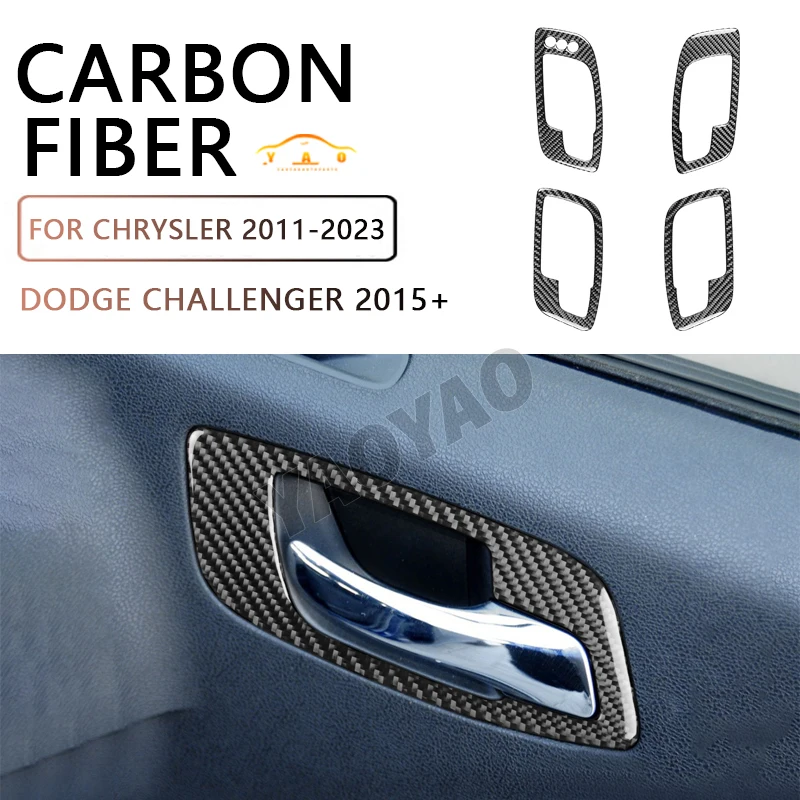 

For Chrysler 300 / Dodge Charger 2011 - 2023 Carbon Fiber Car Door Handle Bowl Covers Trim Decal Sticker