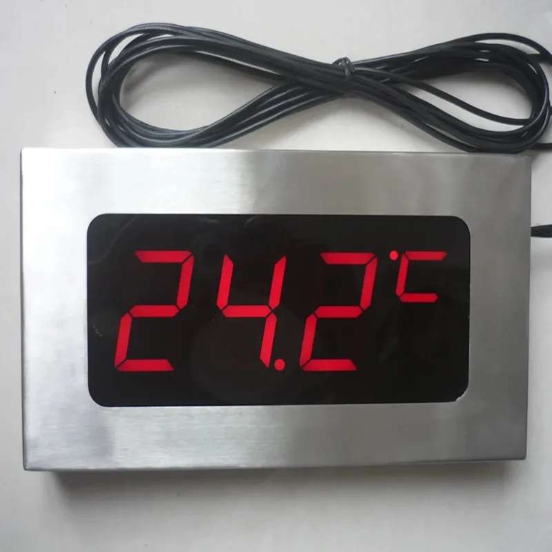 High Precision Large Screen Digital Thermometer -304 Stainless Steel Display for Freezer, Aquarium, Swimming Pool -9℃ to 99℃