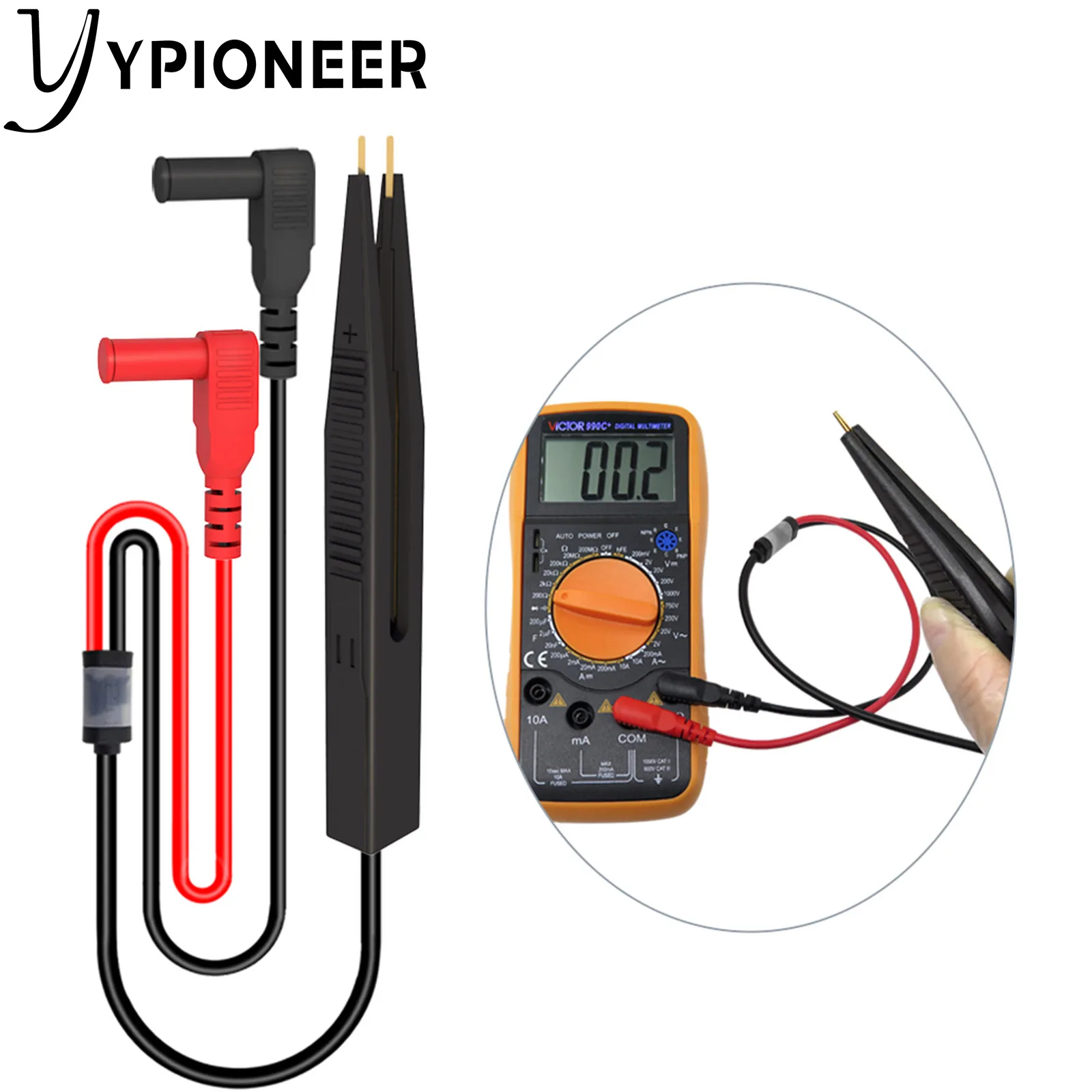 YPioneer P1503E Kit di puntali per Test multimetro sonde di prova elettriche digitali con Clip a coccodrillo Mini Grabber SMD IC Clip per gancio di prova