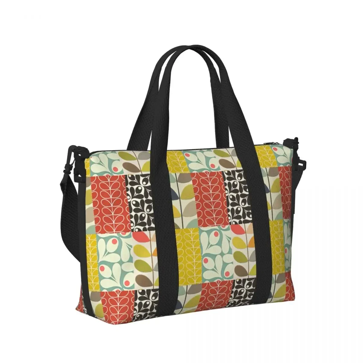 Orla Kiely Floral Scandi Retro Beach Travel Bag Large Capacity Tote Bags for Gym Sport Women Shopping Duffle Shoulder Bag
