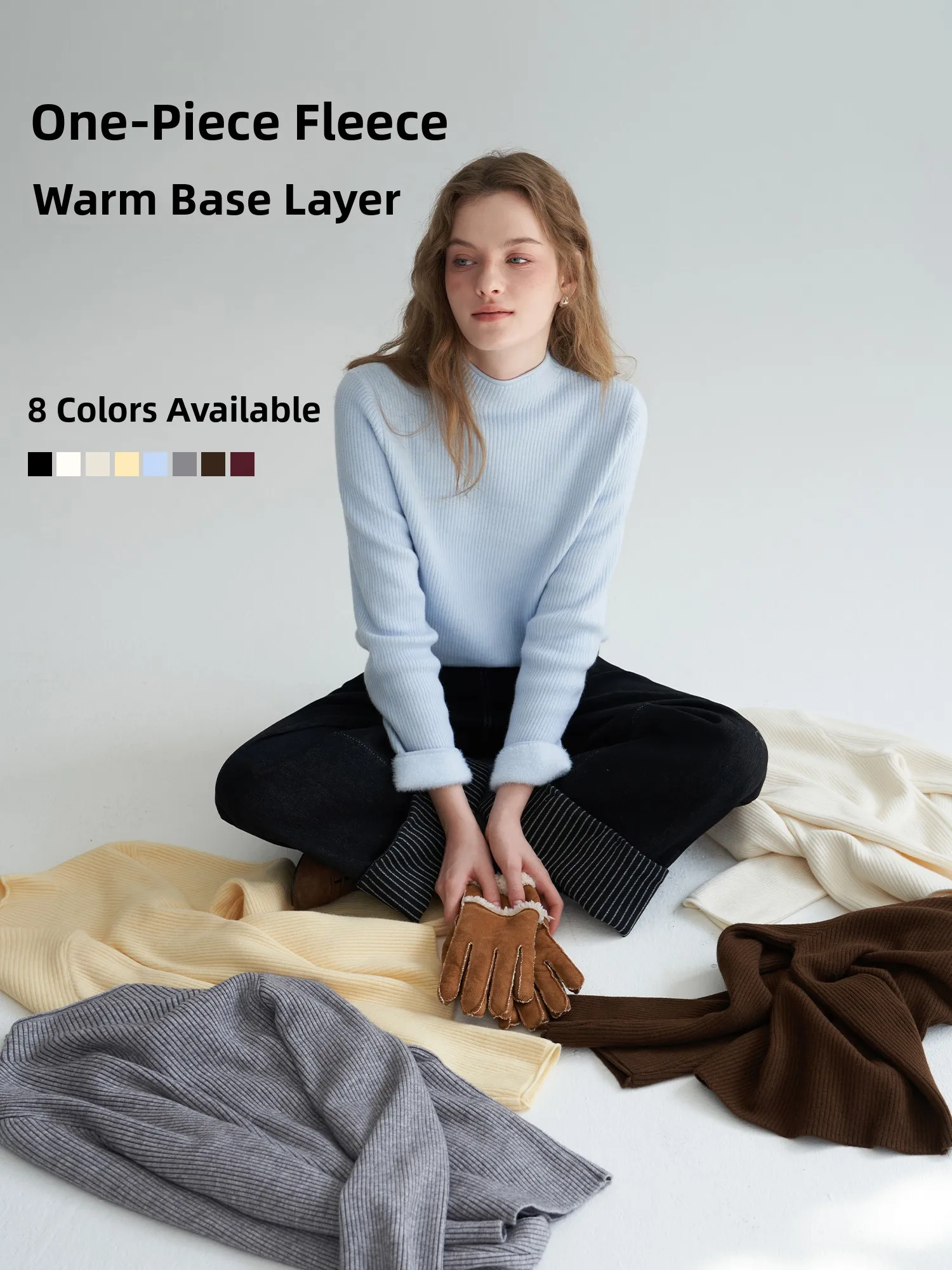 

EGGKA Basic Sle Winter f Высокий воротник Встроенный Fce Самонагревающаяся основа irt Женская цветная верхняя одежда Внутреннее соответствие K...