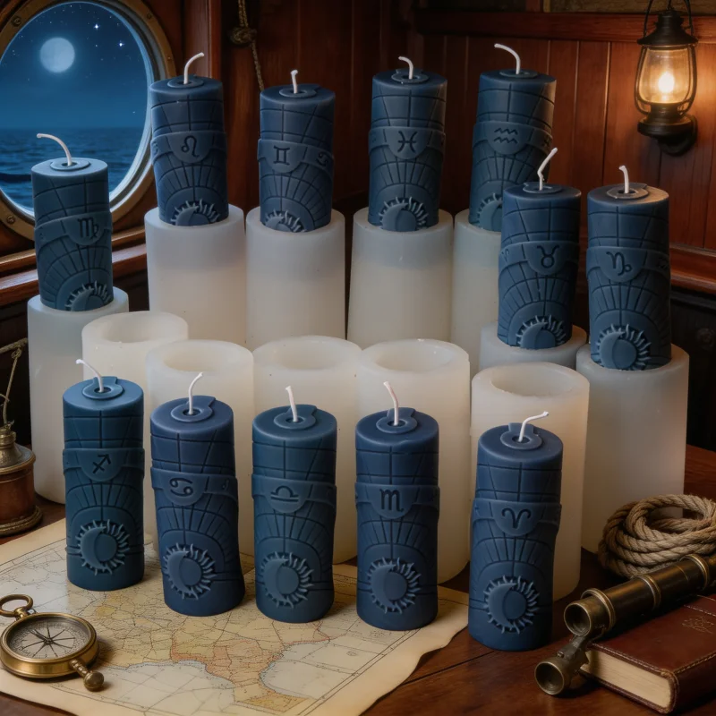12 Zodiac Constellation Silicone Candle Mold 3D Astrology Sign Pillar Candle Making Mould Handmade Craft Tool for Resin, Soap
