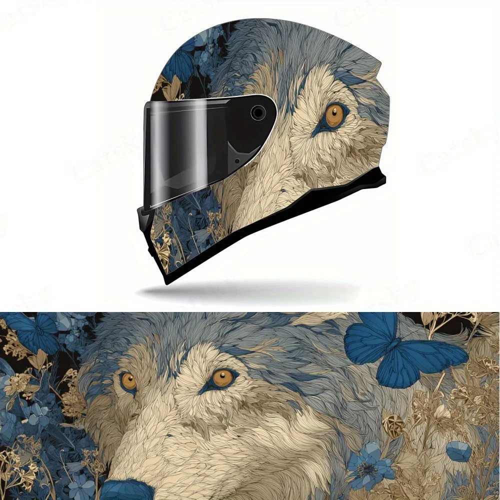

Наклейка на мотоциклетный шлем Fierce Wolf и Blue Butterfly, водонепроницаемая самоклеящаяся виниловая наклейка на шлем, крутые граффити «сделай сам» F