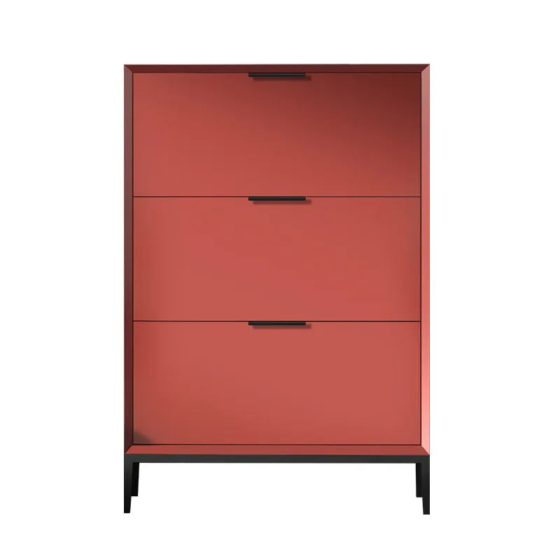 Italian minimalist paint ultra-thin shoe cabinet tipping bucket solid wood household door small apartment space saving e