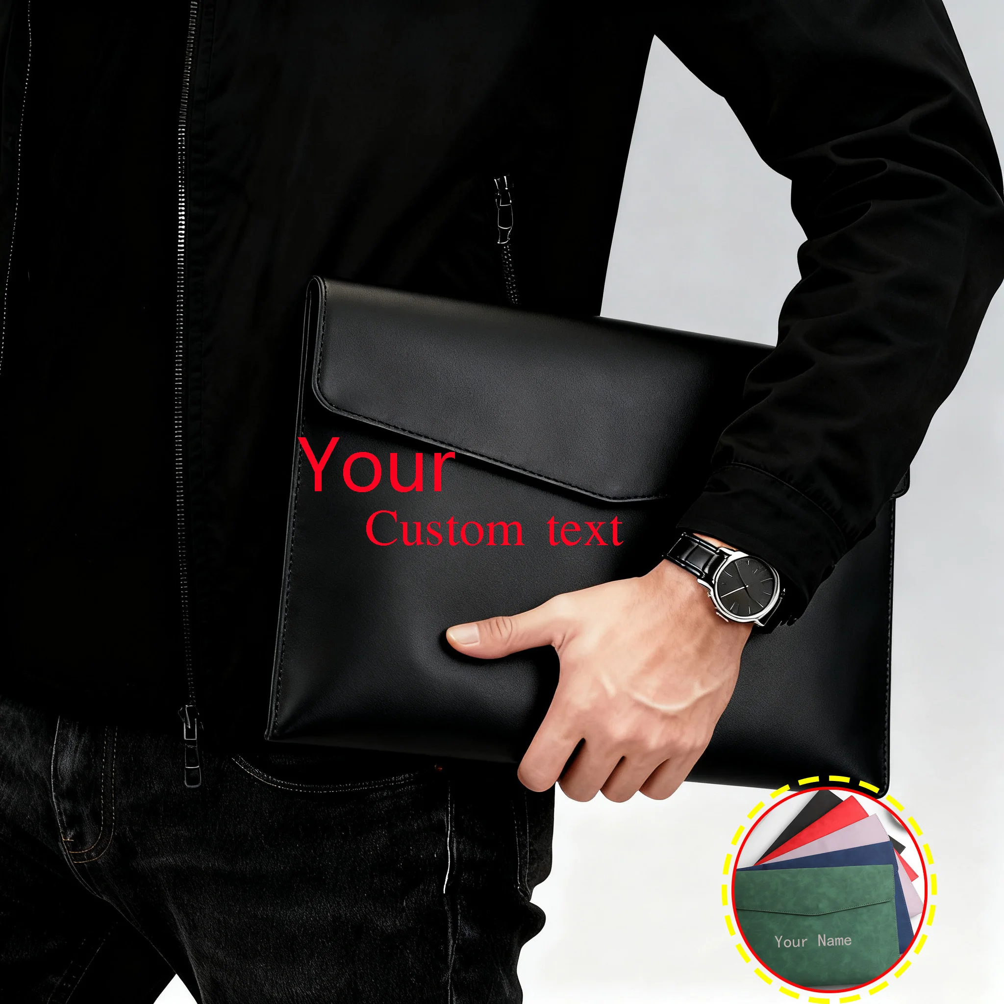 

Customized Personalized Leather Document Bag Solid Color Customized Creative Document Bag Business Bag Document Storage Bag