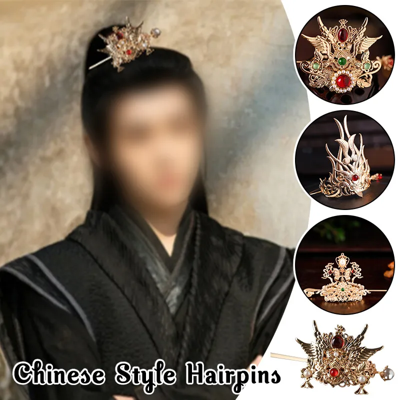 

Chinese Hair Crown Mens Hanfu Hair Stick Hairpin Hair Accessories Chinese Style Hair Fork Crown Vintage Cosplay Hair Jewelry New