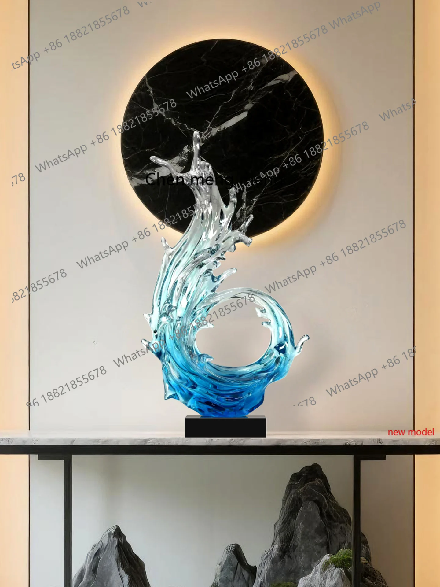 H178Modern minimalist abstract art transparent resin, decoration hotel shopping mall living room entrance desktop decoration