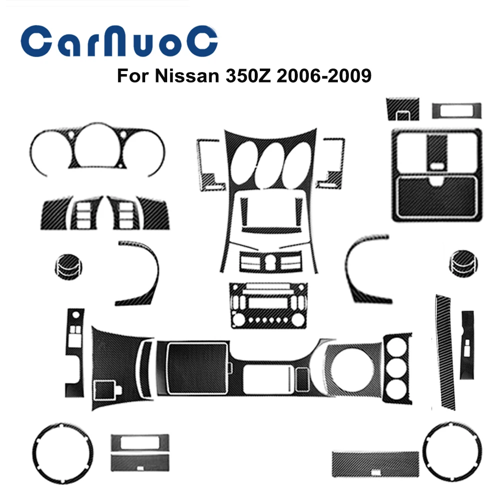 

Black Car Accessories For Nissan 2006 2007 2008 2009 Interior Stickers Decorative Strip Carbon Fibre Material Cover Moulding