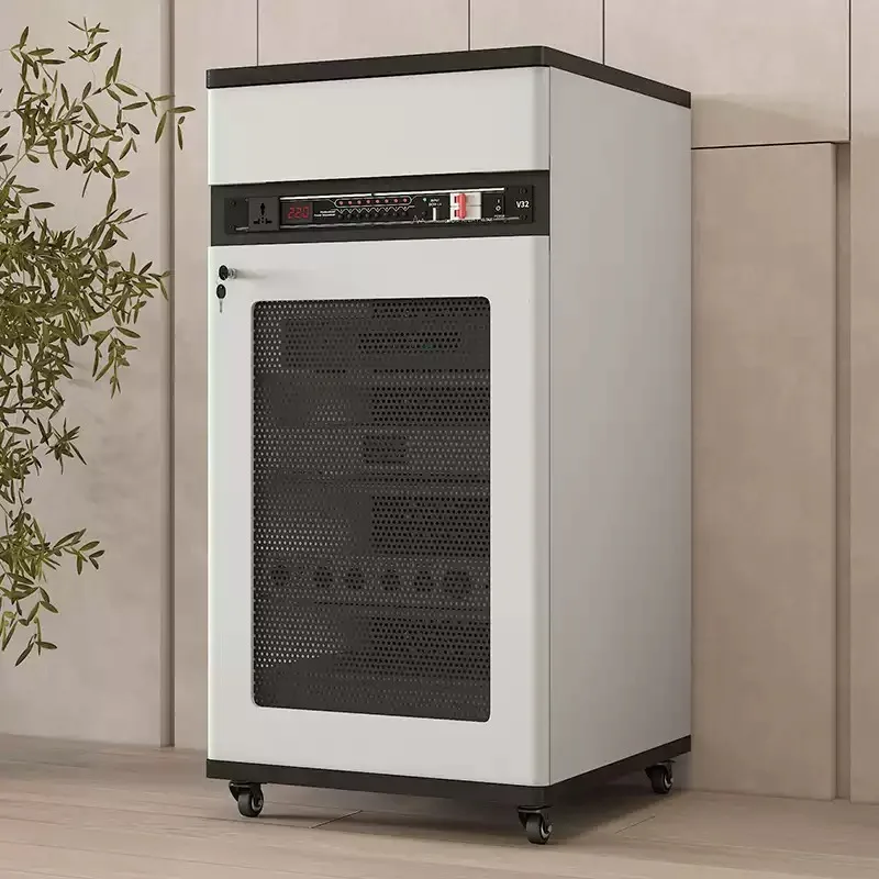 Audio Amplifier Rack, Mobile Equipment Cabinet with U-Strip for Home Theater, KTV & Cinema