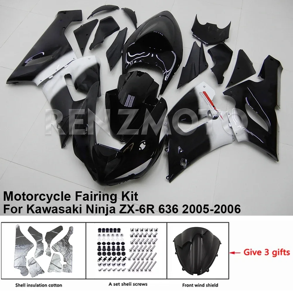 For Kawasaki Ninja ZX-6R 636 2005-06 Fairing Motorcycle Set Body Kit Decoration Plastic Guard Plate Accessories Shell K0605-116a