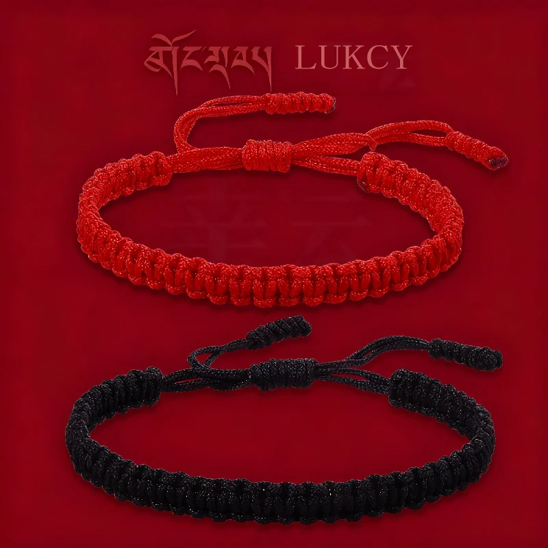 Handmade Black Red Thick Rope Knot Bracelet for Women Men Retro Ethnic Style Tibetan Buddha Braid Chain Couple Friendship Jewelr