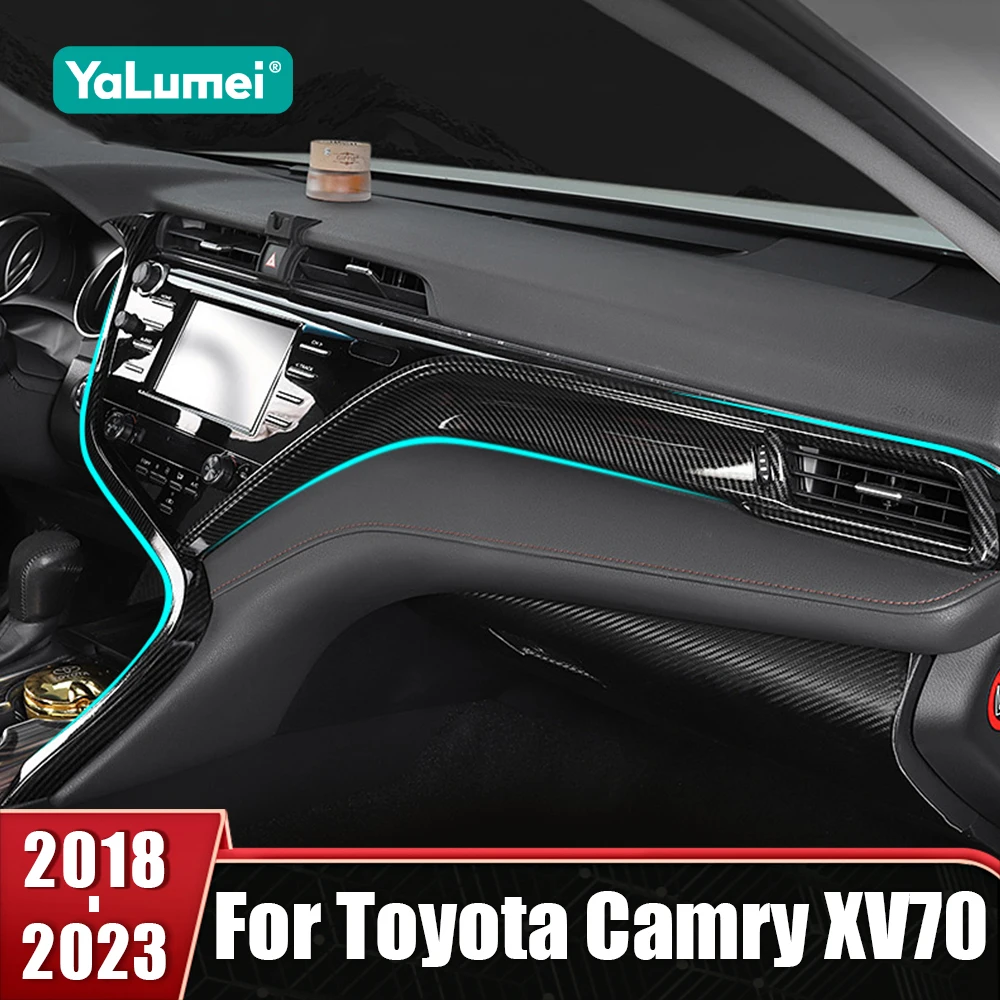 

For Toyota Camry 70 XV70 2018 2019 2020 2021 2022 2023 Carbon ABS Car Central Control Dashboard Trim Strip Sticker Accessories