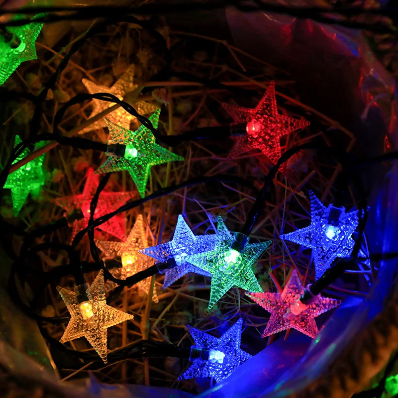 Y2K Estrela Solar String Lights para pátio, Decorações de Natal, Acrílico Luzes LED, ao ar livre, impermeável, Powered Pátio Luz, 287, 2023