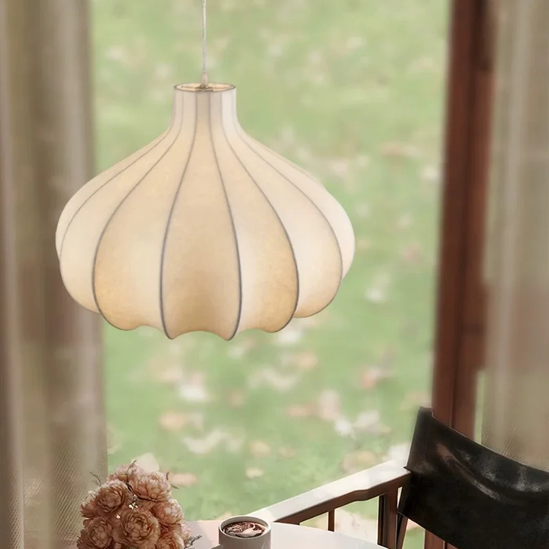 Modern LED ceiling chandelier for living room, adjustable height, hardware lustre, silk shade for Home interior lighting