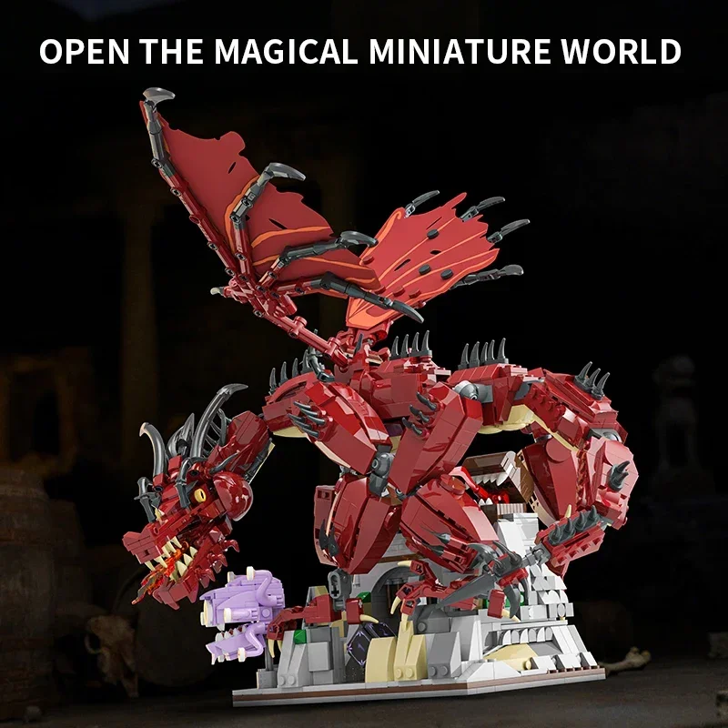 Blocs de construction Dungeon Fire Dragon, 1856 pièces, château d'aventure, vue sur la rue, modèle en briques, décoration de bureau, jouets pour enfants, cadeaux de vacances