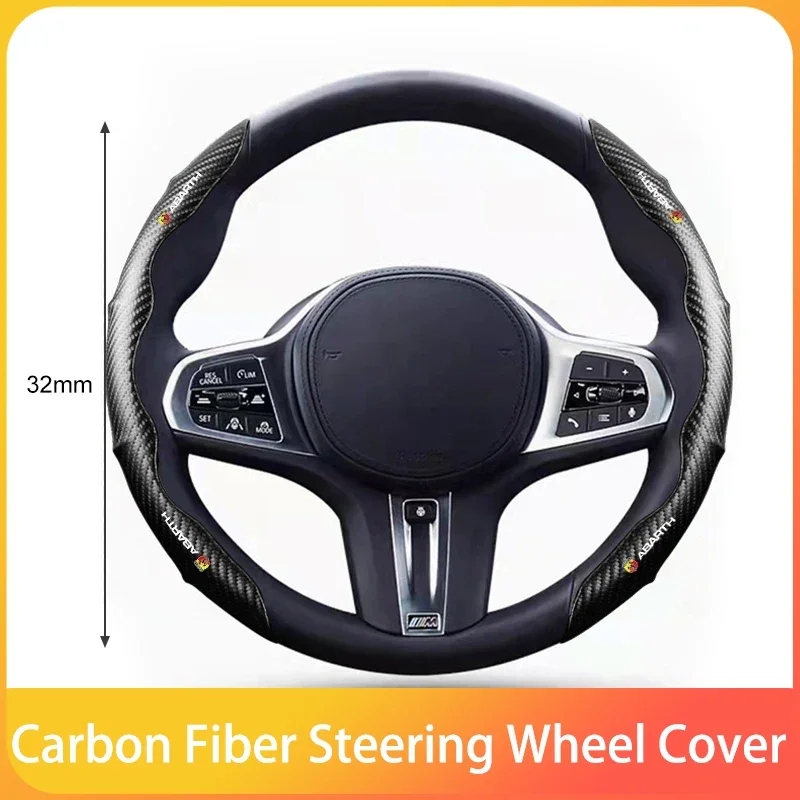 

Универсальный автомобильный защитный чехол на руль из углеродного волокна с противоскользящим покрытием для Abbas Abarth Punto 124/125/500 Stilo Ducato
