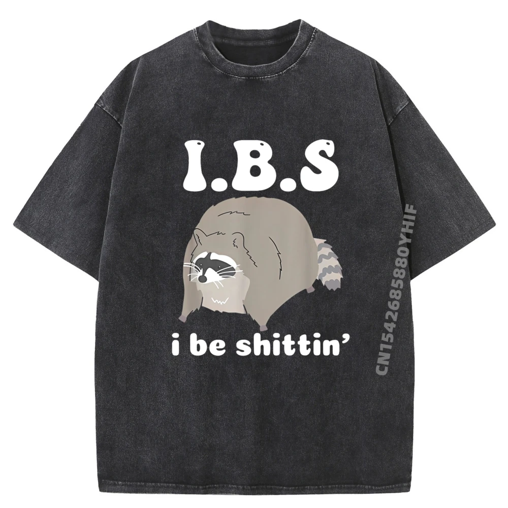 

Tops & Tees IBS I Be Shittin Raccoon Youth T-shirts Women Group Retro Washed T-shirts Latest Graphic Tshirt