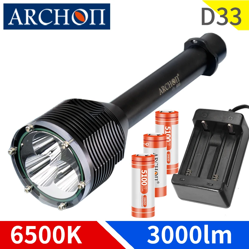 ARCHON D33/ W39 LED Diving Flashlight Scuba lamp underwater dive torch 100m waterproof 3000 lumens