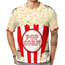 Funny Fashion Cosplay Popcorn T-shirt For Men Street Harajuku Movie T Shirts Hip Hop Trend Short Sleeve Striped Kid 2025 New Tee