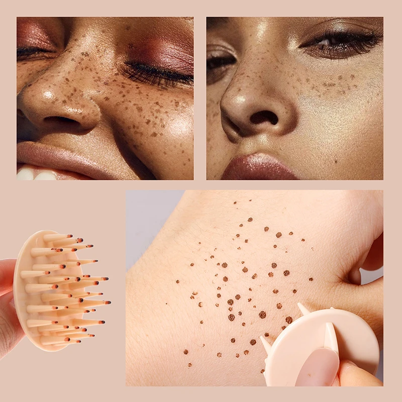 1Pc Face Fake Freckles Stamp Air Cushion Lifelike Freckle Natural Simulation Fake Dot Spot Comb Seal Waterproof Makeup Cosmetic