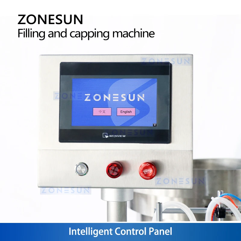 آلة تعبئة وتغطية الزجاجات في ZONESUN ، لحشو زجاجات الضغط ، قطعة واحدة ، إحكام غلق المكونات الداخلية ،