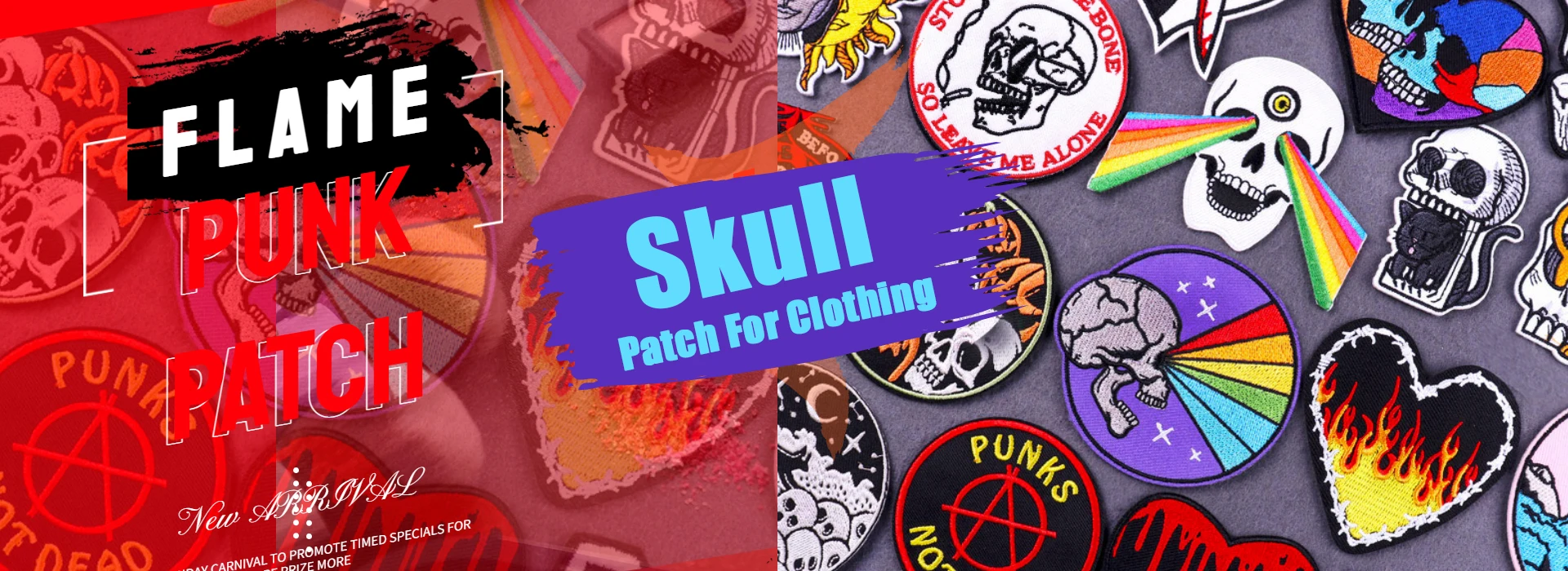 Flamme Schädel Patch Kleidung Punk Bestickt Patches Für Kleidung Eisen Auf Patch Auf Kleidung Thermoadhesive Patches Jacke Abzeichen DIY – Detail 1