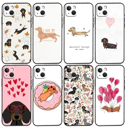 Cute Dachshund Dog Phone Case For iPhone 15 14 Plus 11 12 13 16 Pro Max Mini 7 8 X XR XS Max Cover