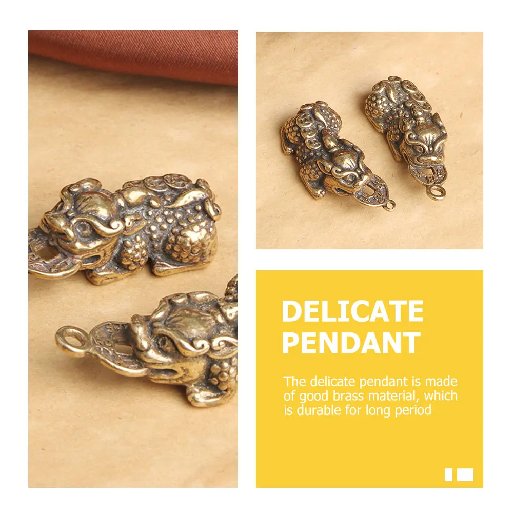 

4pcs Brass God Beast Pendant Vintage Animal Charm Keychain Ornament Delicate Diy Decorative Keychain Accessory For Car Key