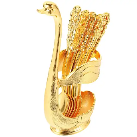 금속 백조 포크 스푼 세트 장식 주방 과일 숟가락 홀더 아이스크림 특종 크리 에이 티브 합금 식기 선물