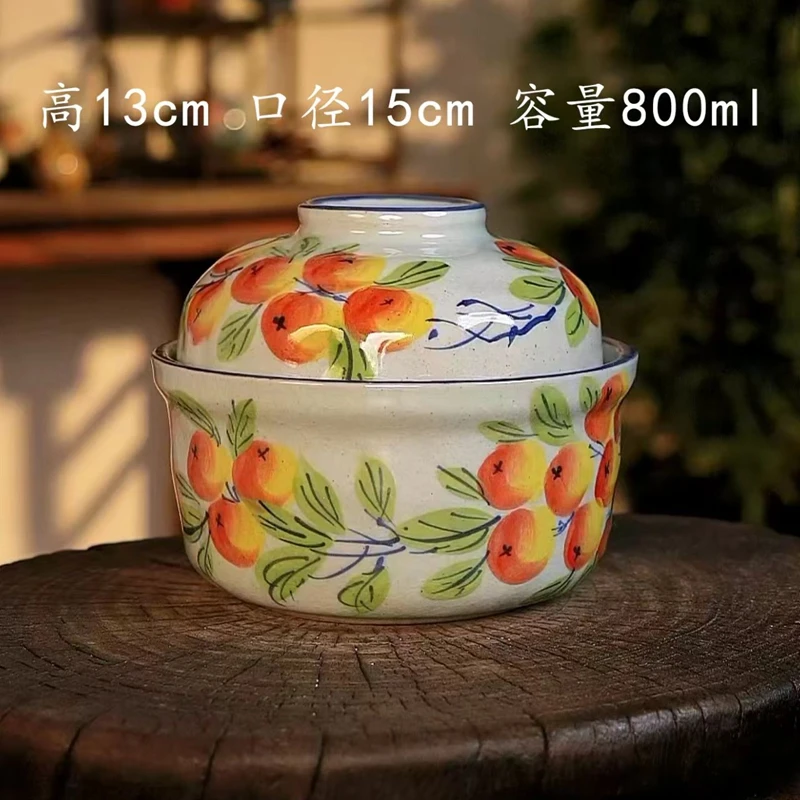 Wood-fired Quality High Temperature Underglaze Color Master Hand-painted Lute Stew Pot