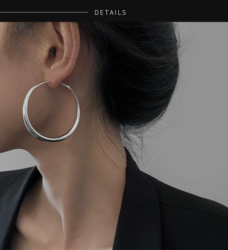 Fashion Exaggerated Big Circle Hoop Earrings for Women Statement Jewelry Smooth Circle Earrings Femme Boucles D'oreilles - detail 3