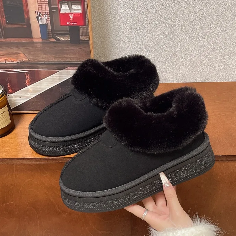 New Thermal Boots Women'sWinter Flats, Cropped PlushFur Ankle Boots, Snow Boots,Casual Shoes, Thick-soled Non-Slip Thermal Boots