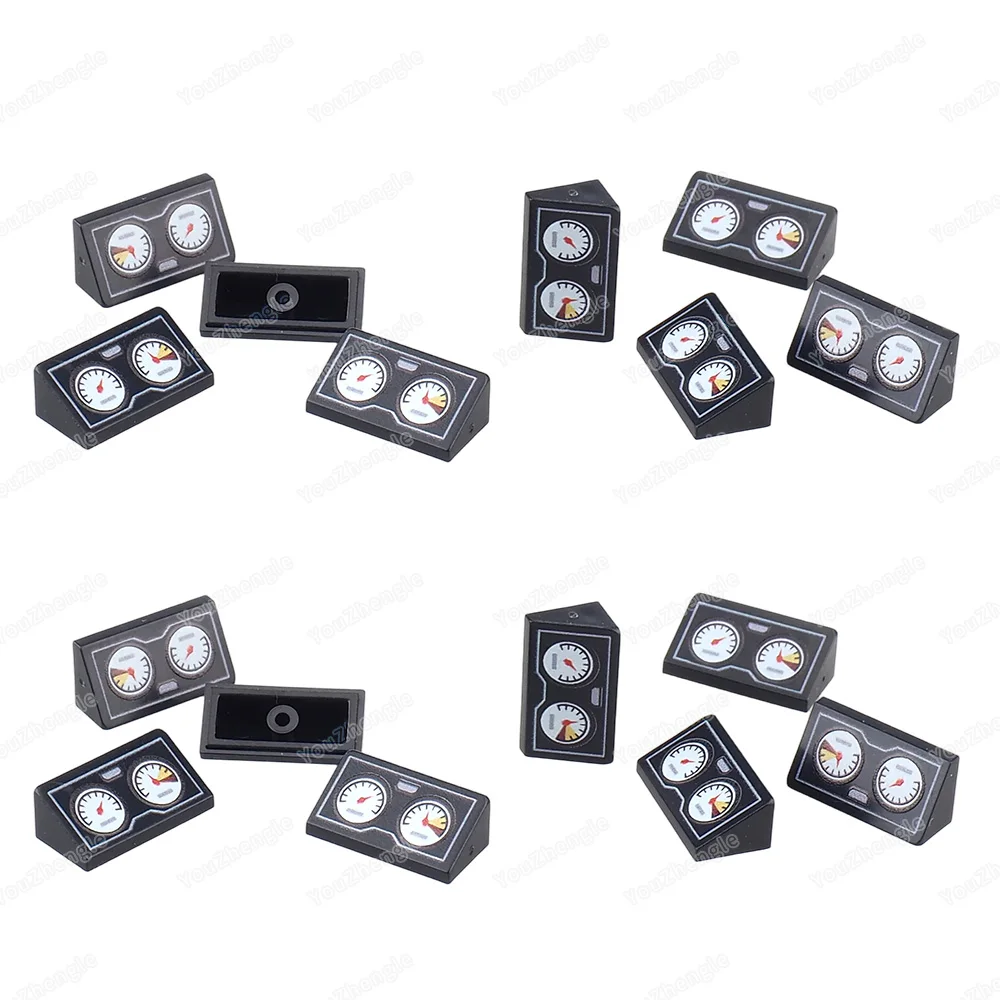 2 Instrumententafel, silberner Umriss, gedrucktes Muster, Baustein, abgeschrägt, 1 x 2 Teile, 85984, MOC-Figuren, Ausrüstung, Modell, Geschenk, Jungenspielzeug