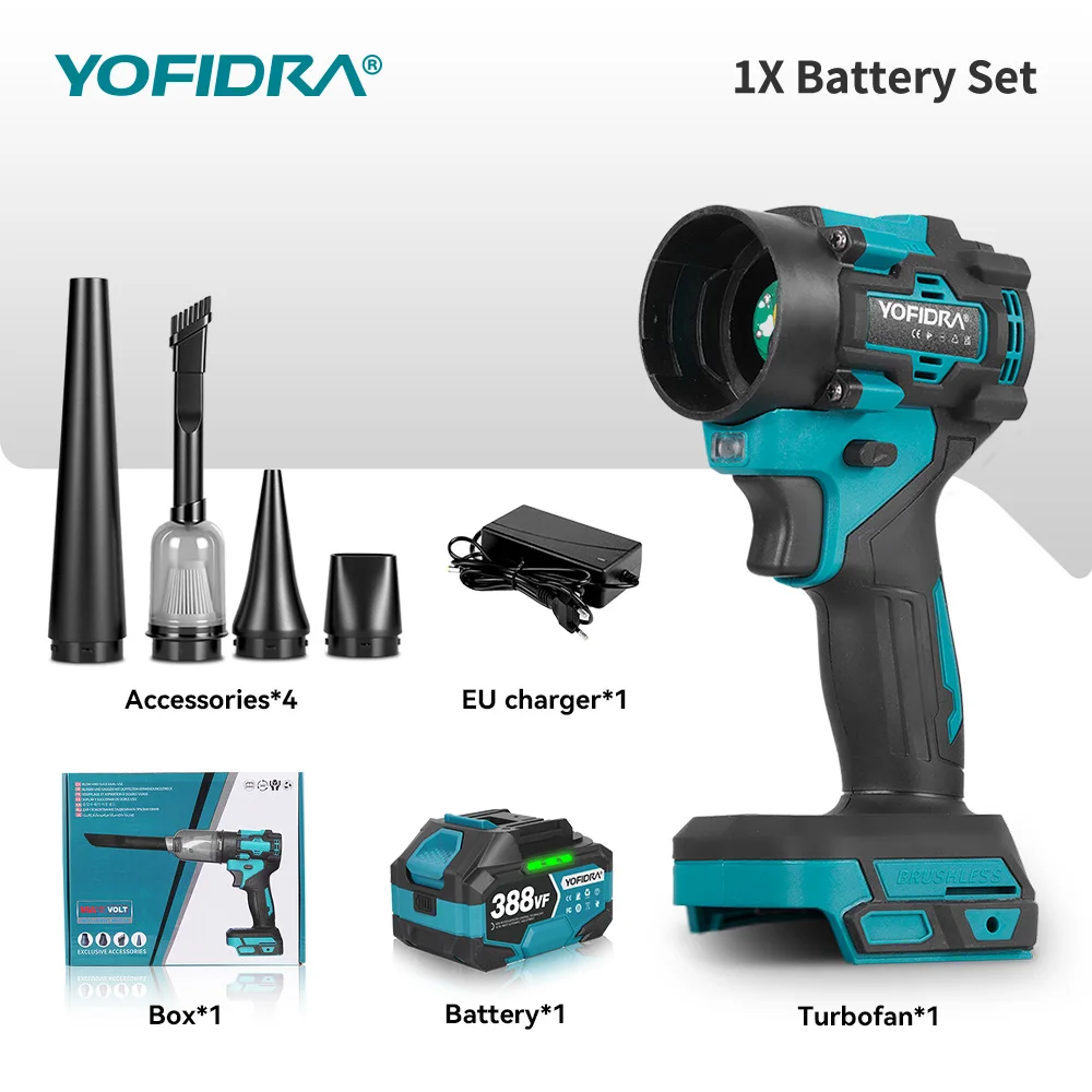 YOFIDRA Borstelloze 2IN1 Elektrische Luchtblazer en Zuigkracht 80000 RPM Turbo Fan Leaf Sneeuwreiniger Tuingereedschap Voor Makita beslag Pin