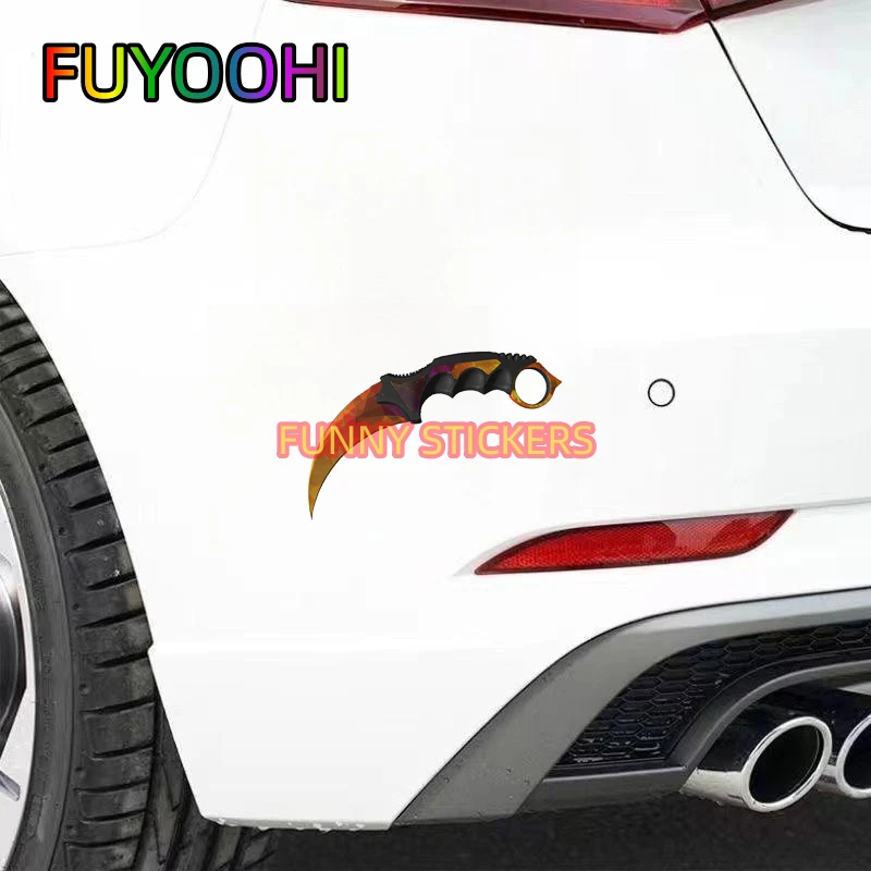 FUYOOHI CS GO Karambit Knife Auto Car Stickers Laptop Suitable for Any Flat and Smooth Clean Surface Decor