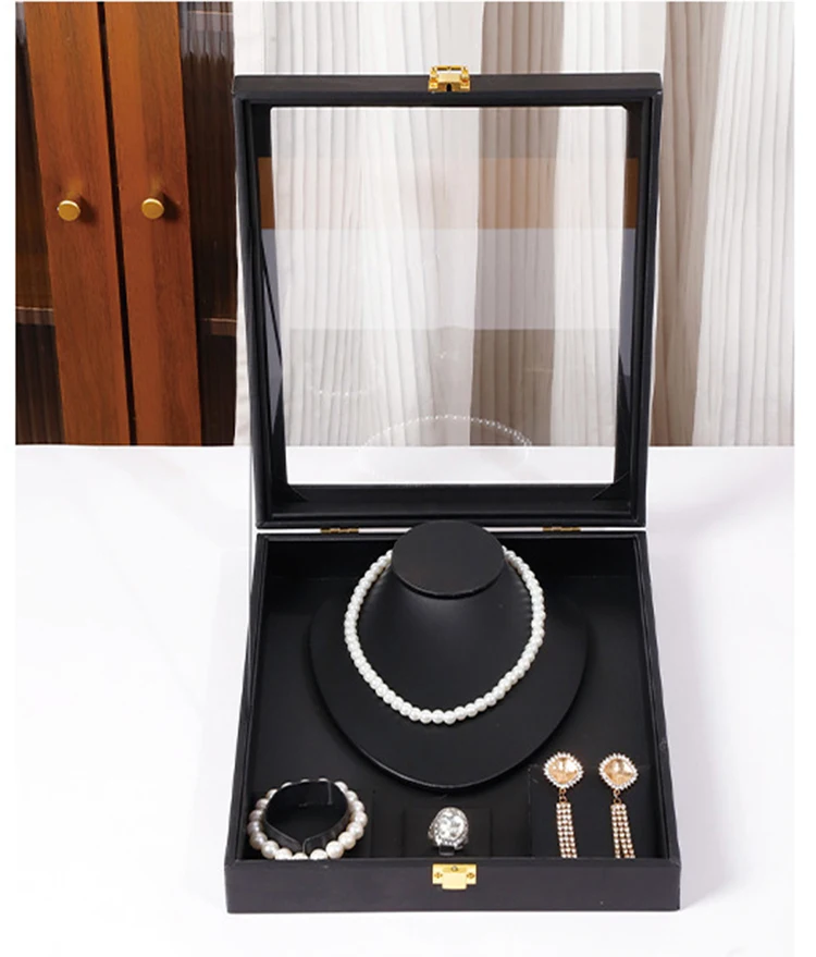 Leather Jewelry Box Luxury Necklace Earrings Storage Boxes Women Organizer Jewelry Display Stand Ring Accessory Packaging Case