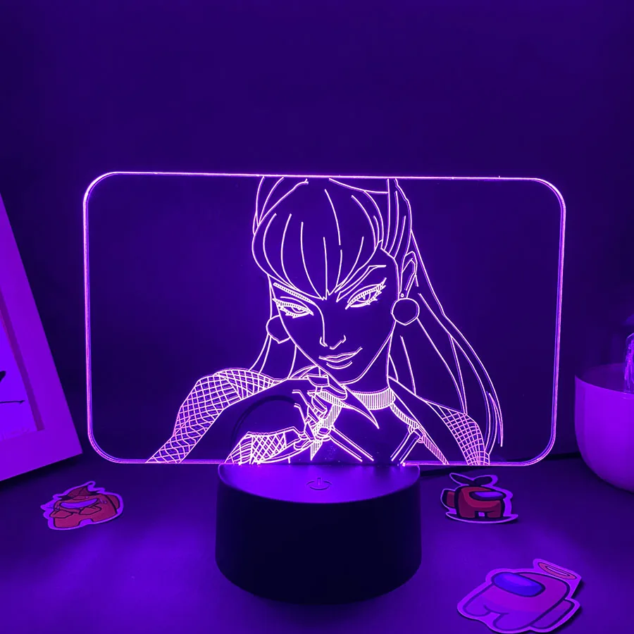 Luces Led de noche de neón 3D de Game League of Legends, decoración de mesa de dormitorio, lámpara de Lava LOL, regalo para amigos y niños, Evelynn