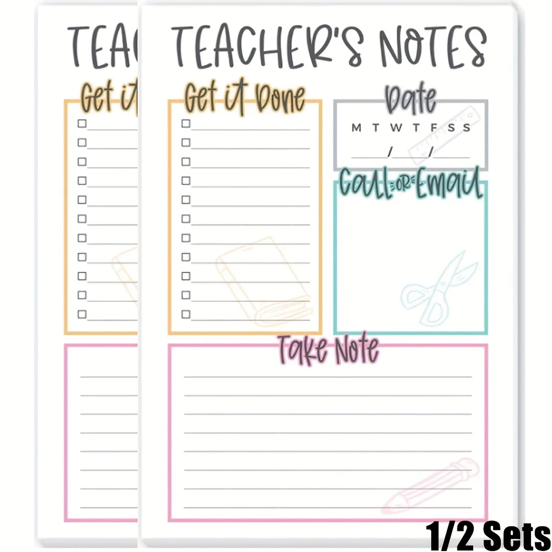 1/2 Sets Teacher'S Notebook Clear Records To Do List Essential Stationery For Teacher'S Day Family Gifts Back To School Supplies