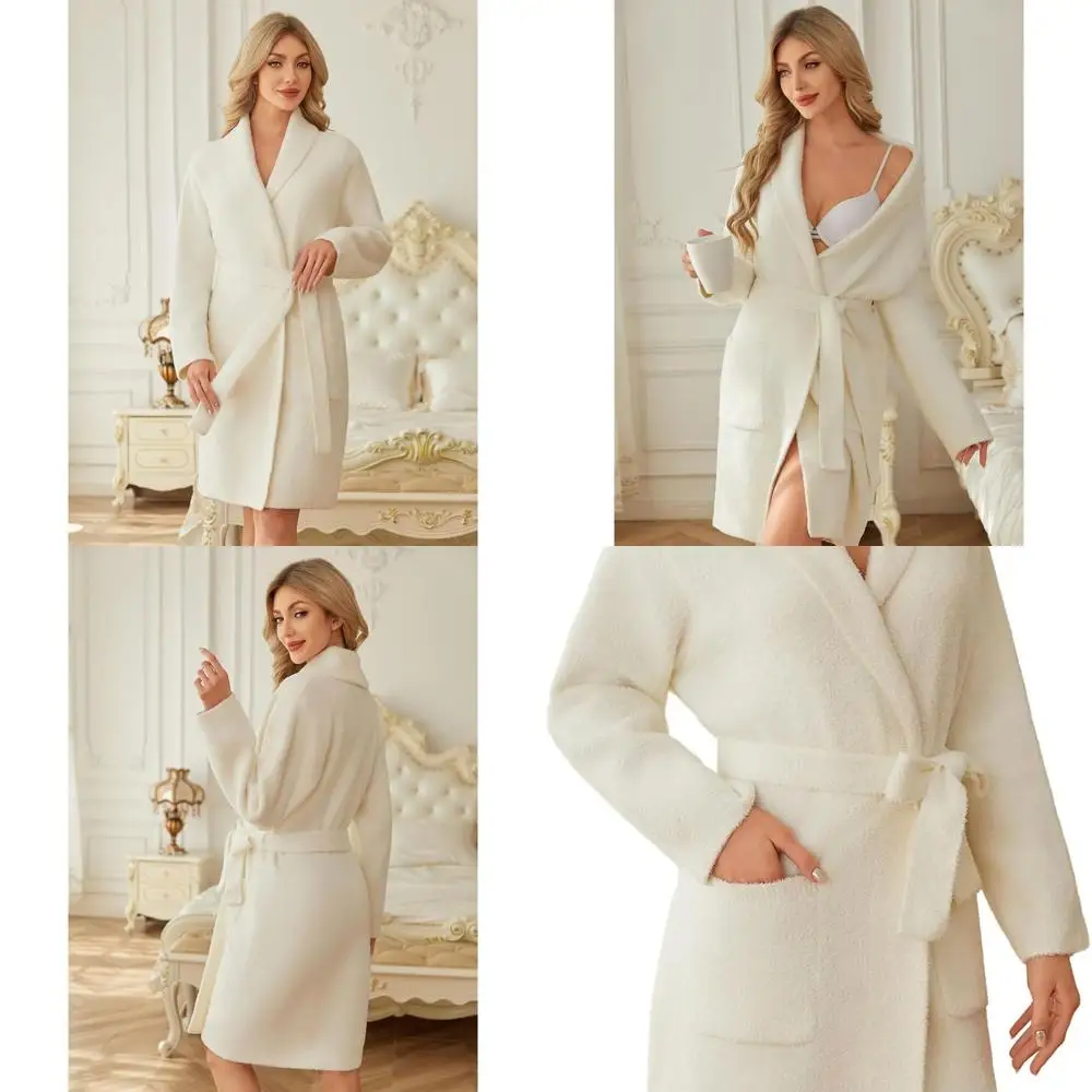 

Ultra Soft Leopard Spa Robe with Pockets - Cozy Fluffy Bathrobe for Women's Loungewear Gifts