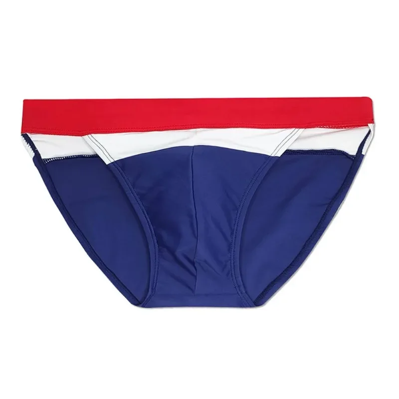 2025Men's high-fork triangle swimming trunks color matching fashion drawstring triangle fitness quick-drying beach pants UXH360